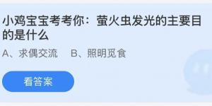小鸡宝宝考考你：萤火虫发光的主要目的是什么？今日蚂蚁庄园7月21日答案