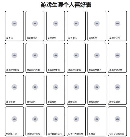 游戏生涯个人喜好表（游戏生涯个人喜好表生成不了）