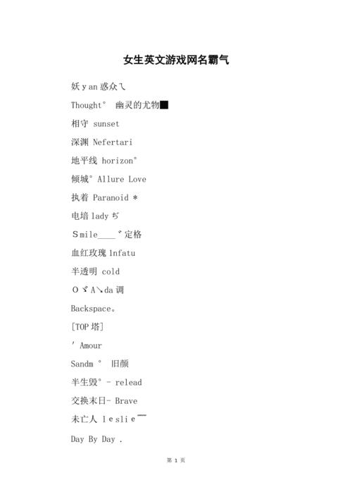 适合女生游戏名字英文